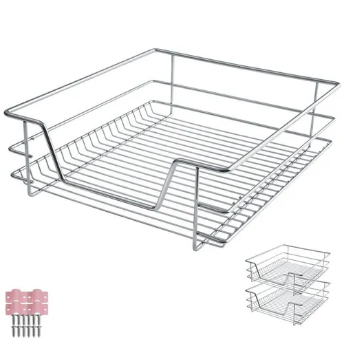 tectake 2er-Set Teleskopschublade, verchromt