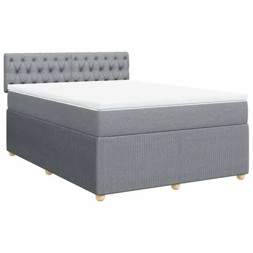 vidaXL Boxspringbett Hellgrau 160x200 cm mit Matratze - Bequemes Boxspringbett für erholsamen Schlaf, inklusive atmungsaktiver Taschenfederkernmatratze und abnehmbarer Matratzenauflage für einfache Pflege.