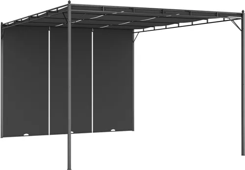 Gartenpavillon Anthrazit 4x3x2,25 m mit Seitenvorhang