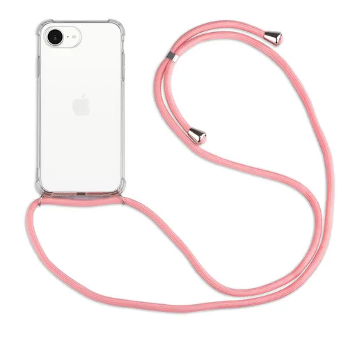 Handykette für Apple iPhone 16E Hülle Handyhülle mit Band Hülle mit Kordel Rosa