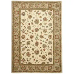 Theko Handtuftteppich Royal Ziegler, Creme, 70x140 cm - Teppiche – Hochflorteppich in klassischer Eleganz, handgefertigt und antistatisch, ideal für stilvolle Wohnräume.