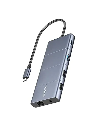 Anker 565 11-in-1 USB-C Hub - Ladegeräte & Dockingstationen mit 11 Anschlüssen für maximale Konnektivität und 10 Gbps Übertragungsgeschwindigkeit, ideal für kreatives Arbeiten und Multitasking.