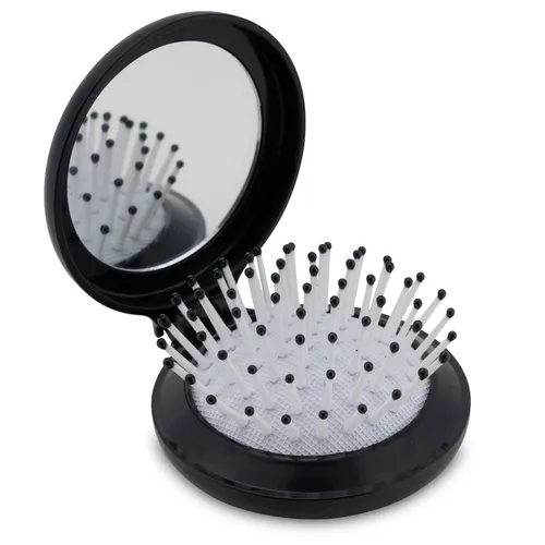K-Pro Taschenbürste mit Spiegel - Faltbarer & reisefreundliche Taschenspiegel