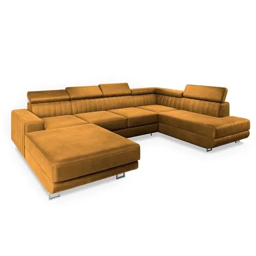 Masseno Ecksofa SIENA R-S mit Schlaffunktion und Stauraum - Modisches Ecksofa mit Schlaffunktion und praktischem Bettkasten, ideal für jedes Wohnzimmer. Genießen Sie außergewöhnlichen Komfort und Flexibilität für Ihre Gäste!