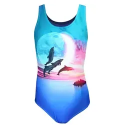 Aquarti Mädchen Badeanzug mit Ringerrücken - Kinder-Bademode in blau-rosa mit Delfin-Print, ideal für unbeschwerte Schwimmstunden und optimalen Tragekomfort dank hochwertigem Material.