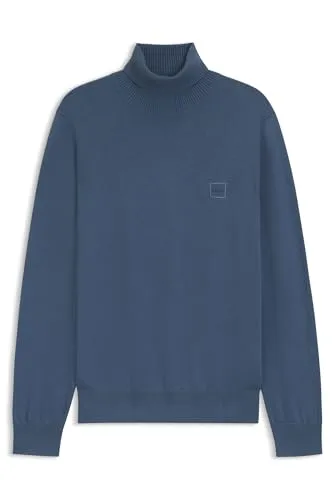 BOSS Akiro_S Pullover - Gerade geschnittener Herrenpullover mit gewebtem Logo-Etikett und Rippbündchen für einen modernen Look.