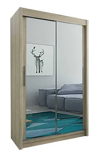 Schiebetürenschrank Tokyo 120x62x200cm mit Spiegel - Kleiderschrank im modernen Design, mit 2 Schiebetüren und Spiegel, ideal für platzsparende Aufbewahrung im Schlafzimmer.