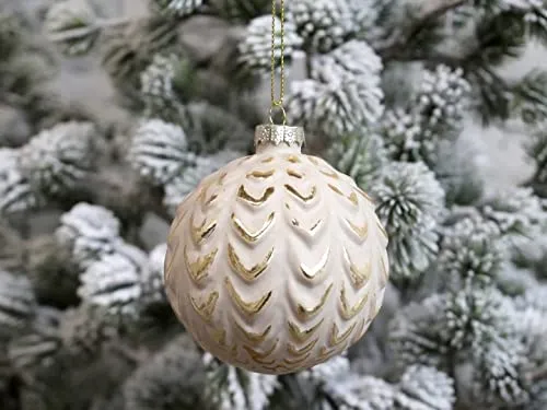 Chic Antique Weihnachtskugel Kugeln, Tropfen, Zapfen, Anhänger,Antik Glaskugel m.Muster Vintage Christbaumkugel Weihnachten X-Mas versch. Größen und Formen Skan Design (51921-07 Ø8cm Puder)