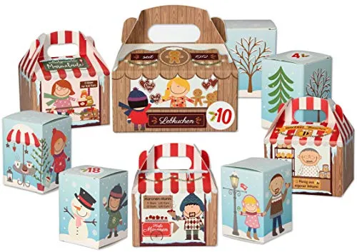 KuschelICH Adventskalender zum Befüllen - Weihnachtskalender mit 24 Schachteln und Adventskalenderzahlen - wiederverwendbar