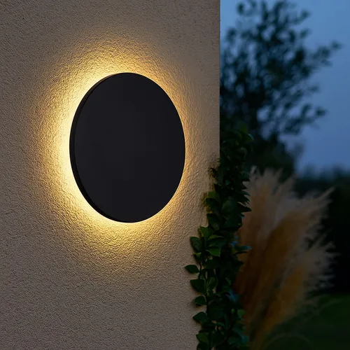 LED Wandleuchte IP54, Schwarz, Ø 25,2 cm - Robuste Außenleuchte mit IP54 Schutz, ideal für den Außenbereich. Mit CCT Schalter für wählbare Lichttemperaturen und einer hohen Lichtausbeute von 1200lm.