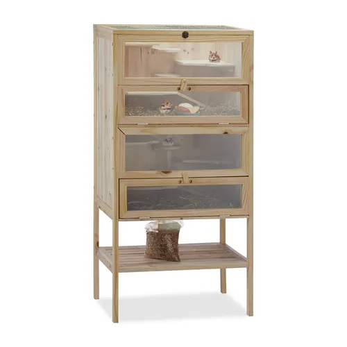 Hamsterkäfig Holz mit Etagen und Sichtfenster