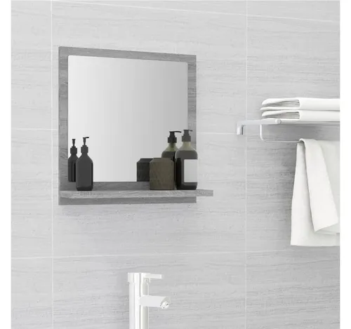 furnicato Wandspiegel mit Ablage 40x10,5x37 cm in Grau Sonoma - Stylischer Wandspiegel mit praktischer Ablage für Badezimmer und Wohnräume. Hochwertige Materialien garantieren Stabilität und eine einfache Reinigung. Perfekt, um Ihre Essentials ordentlich zu verstauen.