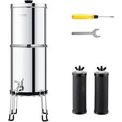 VEVOR Schwerkraft Wasserfiltersystem - Hocheffizientes Wasserfiltereimer-System mit Ultrafiltrationsmembran, ideal für mehrere Szenarien. Mit 8,5 L Fassungsvermögen und praktischem Griff für einfachen Transport.
