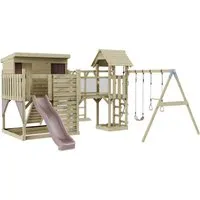 OutdoorToys Spielturm Johanna - Spieltürme mit Spielhaus und Doppelschaukel für aufregende Abenteuer, ideal für Garten und Spielplatz, max. 50 kg Belastbarkeit.