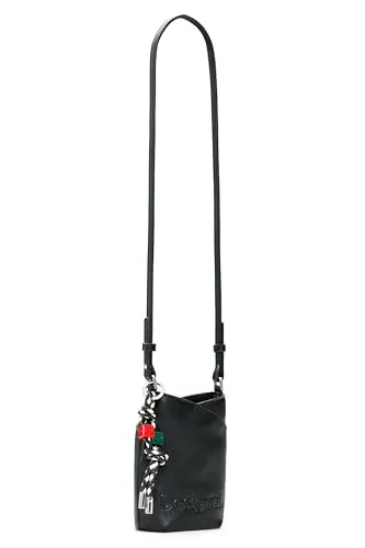 Desigual Half Logo Helene Bag Umhängetasche Schwarz - Stylische Umhängetasche für Damen, ideal für die Freizeit. Mit verstellbarem Tragegurt und praktischem Laschenverschluss. Hergestellt aus hochwertigem Polyurethan und Polyester für eine langlebige Nutzung.