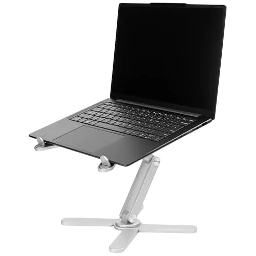 Ergonomischer Faltbarer Laptop- und Tablet-Ständer aus Aluminiumlegierung - Laptop-Ständer mit 360°-Drehung und doppelter Höhenverstellung für optimalen Komfort und individuelle Anpassung, ideal für Zuhause oder unterwegs.