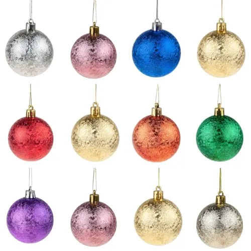 Bunte WEIHNACHTSBAUMKUGELN Satz VON 12 STÜCK 8CM WEIHNACHTSDEKORATIONEN, Weihnachtsbaumkugeln Kunststoffkugeln Christbaumkugeln Weihnachtsbaumschmuck