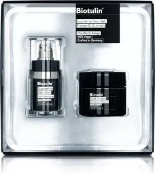 Biotulin Present Box: 1x Biotulin 1x Daynite Gesichtspflegeset - Gesichtspflege-Set mit 24 Stunden Faltenbekämpfung für makellose Haut. Das Set kombiniert das schnell wirkende Biotulin Supreme Skin Gel mit der feuchtigkeitsspendenden Soft Cream für einen jugendlichen Look.