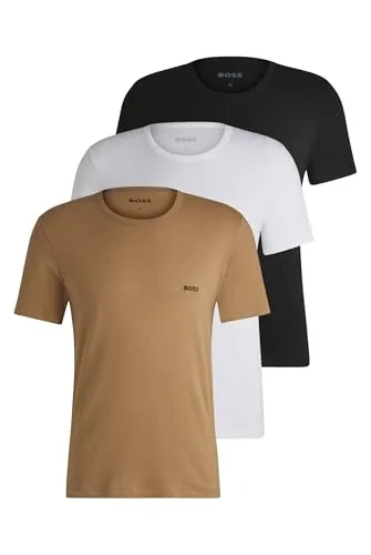 BOSS Herren Classic T-Shirts 3er Pack - T-Shirts für Herren aus reiner Baumwolle mit geripptem Rundhalsausschnitt und Logo-Stickerei, ideal für Komfort und Stil im Alltag.