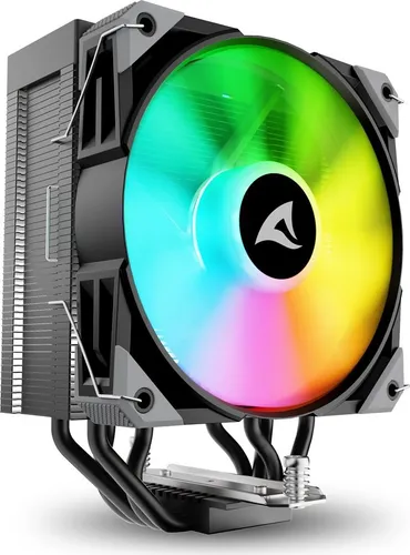 Sharkoon A40 RGB Black CPU-Kühler - Leistungsstarker CPU-Kühler mit 120mm RGB-PWM-Lüfter und 4 Kupfer Heatpipes, ideal für hohe TDP bis 220W, kompatibel mit Intel & AMD Sockeln.