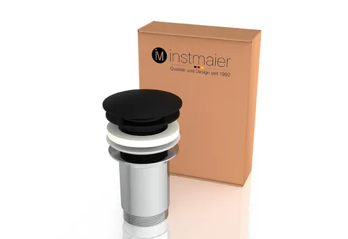 instmaier Ablaufventil Pop-Up-Ventil für Waschbecken, Trendfarbe schwarz, ohne Überlauf