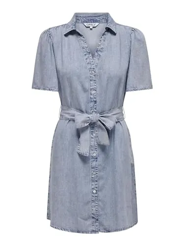 ONLY Female Jeanskleid ONLHELENA Kurzes Kleid - Freizeitkleider für Damen, stylisches Jeanskleid mit lässigem Schnitt für einen trendigen Auftritt.