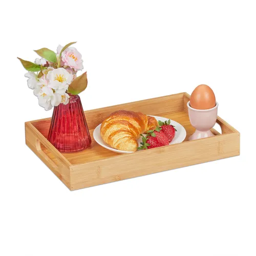 Tablett Bambus-Serviertablett Frühstückstablett Küchentablett Rechteckiges Tray