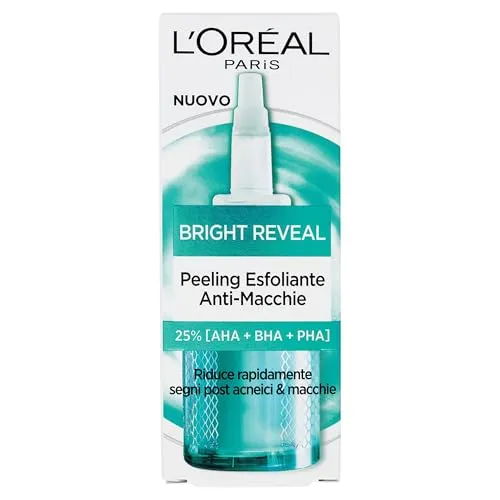 L'Oréal Paris Peeling, Peeling, für alle Hauttypen, glatte und gleichmäßige Haut, mit Niacinamin und 25 % AHA + BHA + PHA, Bright Reveal, 25 ml