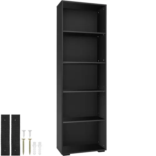 tectake® Bücherregal - Elegantes Standregal aus Holz mit 5 Fächern - Büro-Bücherregale: Stilvolles Regal mit 5 offenen Fächern, ideal für Bücher und Deko. Stabil, pflegeleicht und mit Kippschutz für mehr Sicherheit im Zuhause.