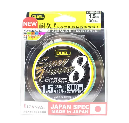 Yo Zuri Duel P.E Linie Super X Wire 8 300m P.E 1.5 30lb (0.21mm) H3619N-5CR