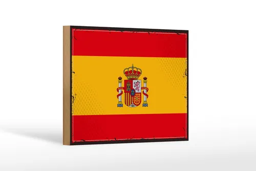 Holzschild Flagge Spaniens 18x12 cm Retro Flag of Spain Deko Schild