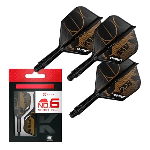 Target Darts K-Flex Cult Dart-Flights und Schäfte, No. 6 (Short, 19 mm) | 3er-Set K-Flex mit integriertem Flight und Schaft, All-in-one-Schaft | Profi-Dartzubehör