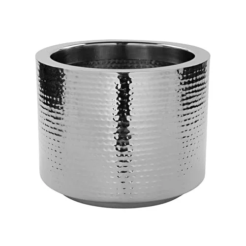 Fink NOSSA Übertopf aus Edelstahl, gehämmert - Garten-Zubehör: Eleganter Pflanzgefäß aus gehämmertem Edelstahl, ideal für stilvolle Akzente in Ihrem Zuhause.