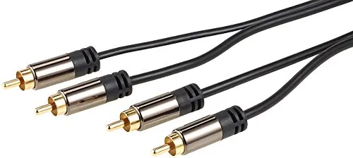 auvisio Stereo-Cinchkabel: Premium-Stereo-Kabel 2 Cinch auf 2 Cinch, schwarz, 3 m, vergoldet (2-Fach-Cinch-Kabel (Audio), Stereo-Audio-Kabel, Verlängerungskabel)
