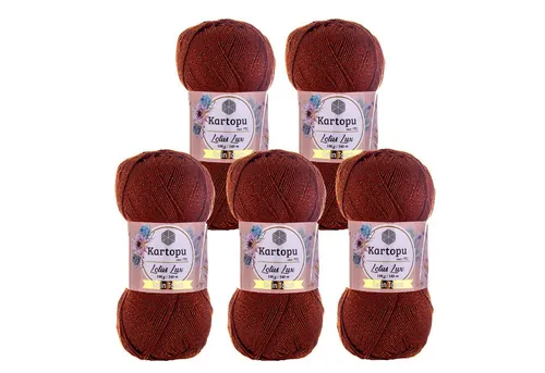Kartopu 5 x 100g Glitzerwolle Kartopu Lotus Lux Unifarben Häkelwolle, 340 m, K834 rehbraun