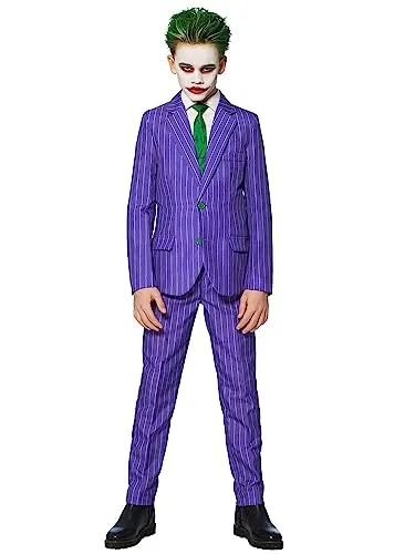 Suitmeister Jungenkostüm - The Joker - Lila XL - Kostüme für Kinder, hochwertiges und stylisches Joker-Kostüm für Halloween oder Partys, inkl. Blazer, Hose und Krawatte.