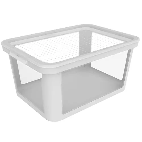 ROTHO Albris Aufbewahrungsbox 45l mit Deckel - Praktische und stilvolle Aufbewahrungsboxen aus 100% recyceltem Kunststoff, stapelbar und mit transparentem Deckel für staubfreie Aufbewahrung. Ideal für Bücher, Deko oder Spielsachen.