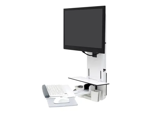Ergotron StyleView Vertical Lift Halterung für Monitor, Tastatur und Maus - Ergonomische Halterung für 1 Monitor (bis 24 Zoll), inklusive integrierter Kabelführung und flexibler Höhenverstellung für optimalen Arbeitskomfort im Behandlungszimmer.