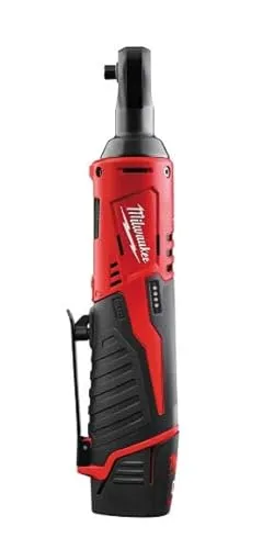 Milwaukee M12 IR-201B Akku Ratsche 12 V - Leistungsstark und handlich - Akkuschrauber mit 47 Nm Drehmoment, ideal für enge Räume. Inklusive 2,0 Ah Akku, Ladegerät und Tasche für maximale Mobilität.