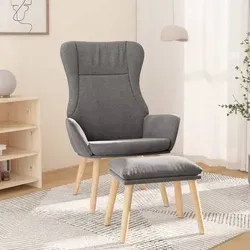 vidaXL Relaxsessel mit Hocker Hellgrau Stoff
