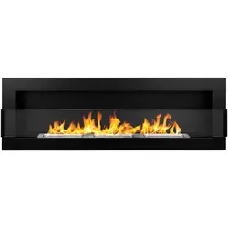 Campo24 Ethanolkamin Wandkamin 1200×400mm Schwarz matt Kamin mit Sicherheitsglas im modern Design - Schwarz