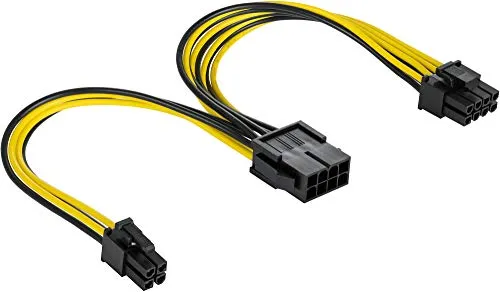 POPPSTAR CPU-Kabel 8-Pin auf 8 (6+2-Pin) und 4-Pin (Länge 20 cm) Netzteil-Verlängerungskabel ATX 12V / EPS 12V