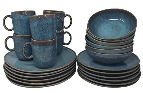 Villeroy & Boch Kombiservice Lave Glace - Spülmaschinengeeignetes Kombiservice in elegantem Blau, ideal für stilvolle Anlässe und den täglichen Gebrauch.