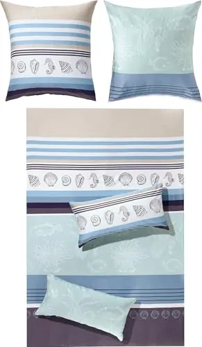 Erwin Müller Bettwäsche Mako-Satin blau 135x200 cm - Bettwäsche-Set aus 100% Baumwolle, pflegeleicht und hautfreundlich, mit Wendeoptik und Marken-Reißverschluss für einfaches Beziehen.