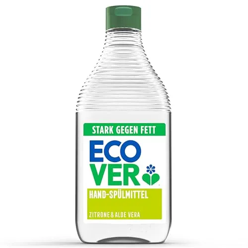 Ecover Spülmittel, stark gegen Fett und Schmutz, frischer Zitronen- und Aloe-Vera-Duft, für das Spülen von Hand, 1 x 450 ml