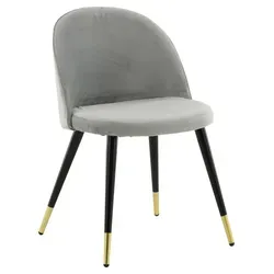 Venture Home Stuhl Velvet Grau 2er-Pack - Elegante Esszimmerstühle im 2er-Pack, aus hochwertigem Samt und pulverbeschichtetem Metall, bieten Komfort und zeitlosen Stil für Ihr Zuhause.
