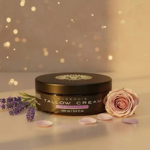 Premium Whipped Tallow Creme – Lavender & Rose – Handgemacht & luftig – 100% Rindertalg für Gesicht & Körper – Natürliche Pflege für trockene, sensible Haut – Ohne Konservierungsstoffe