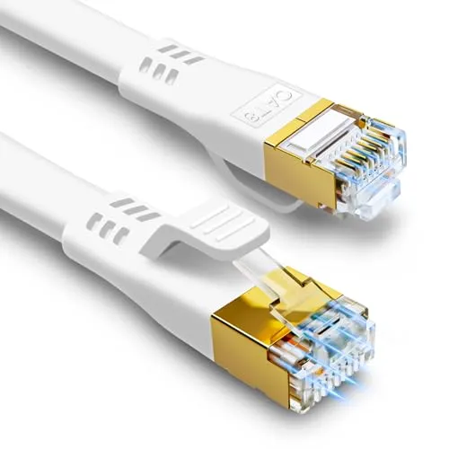 HUGIN Cat 8 LAN Kabel 2m, Hochgeschwindigkeits Flach Netzwerkkabel 40Gbps 2000MHz Gigabit RJ45 POE Ethernet Kabel WLAN Patchkabel für PS5 PS4 Switch Laptop Router Modem TV (2m/weiß)
