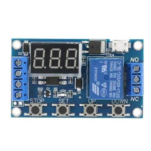 DEWIN Zeitrelais, DC 6V-30V Triggerverzögerung Ein/Aus Zyklus Timer Schalter Relaisschaltermodul mit LED-Anzeige Micro USB 5V