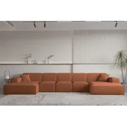Wohnlandschaft U-Form CELES PREMIUM XL in Terracotta in braun von Fun Möbel